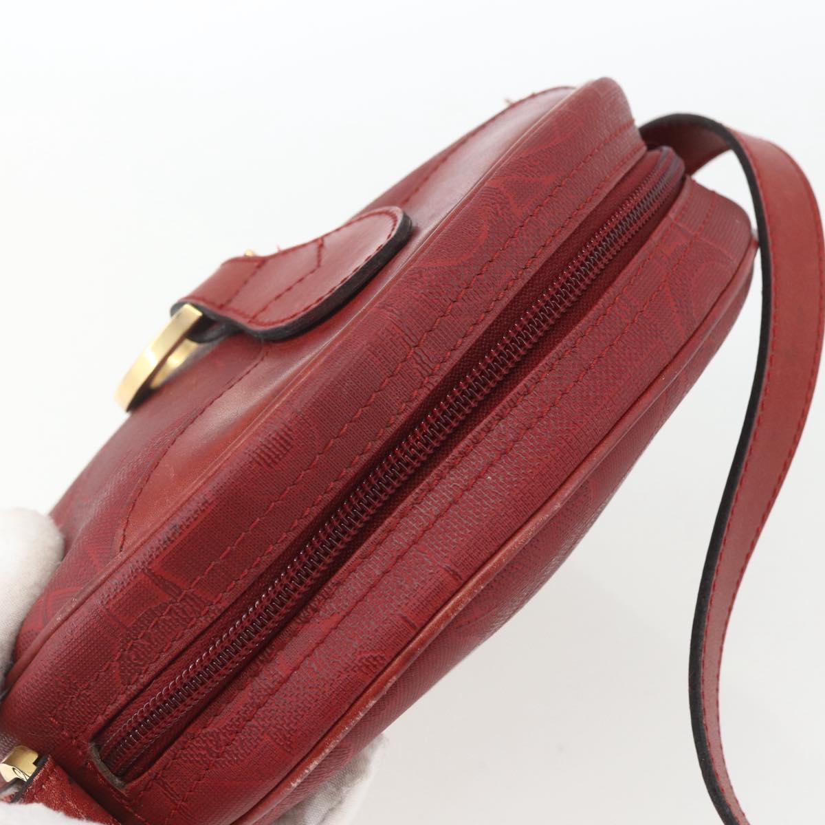 Christian Dior Trotter Canvas Shoulder Bag Red Gold Auth 164154