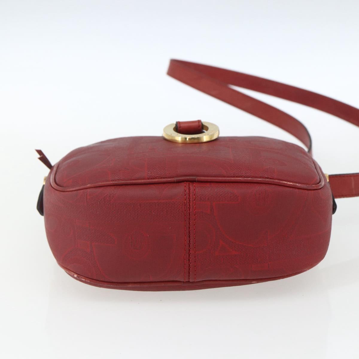 Christian Dior Trotter Canvas Shoulder Bag Red Gold Auth 164154