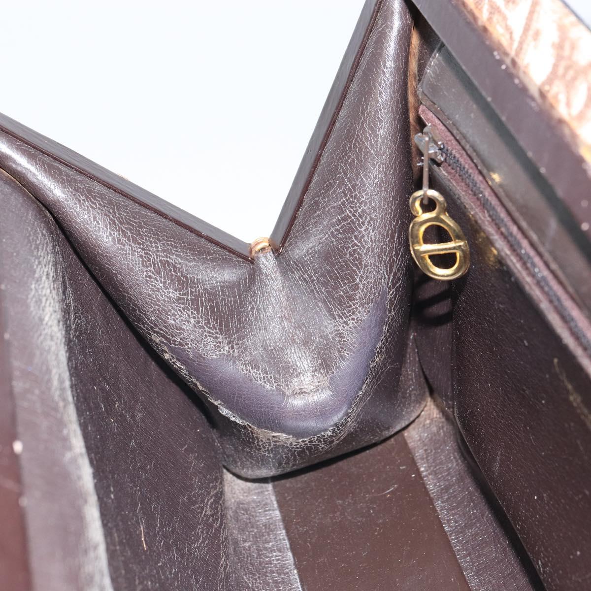 Christian Dior Trotter Canvas Shoulder Bag Beige Gold Auth 164161