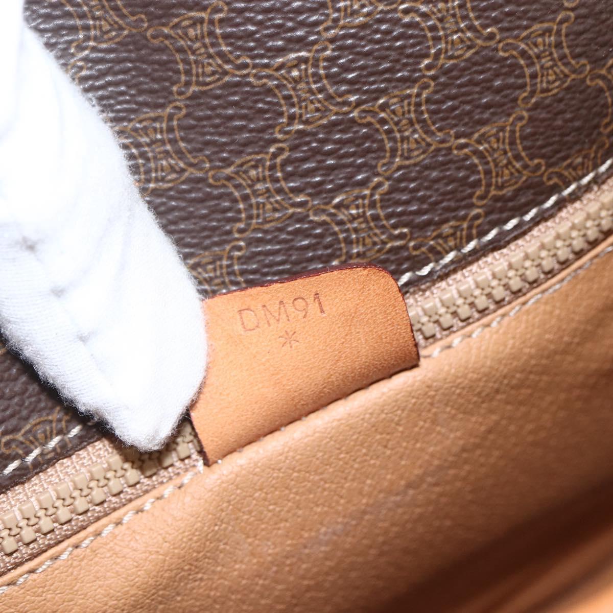 CELINE Macadam Canvas Shoulder Bag PVC Leather Brown Gold Auth 164162