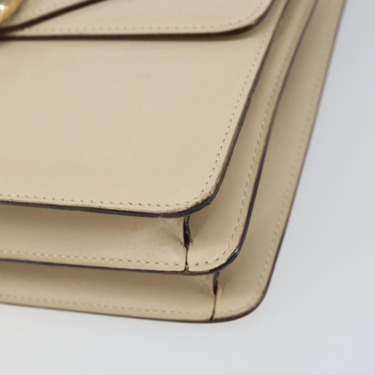CELINE Hand Bag Leather Ivory Gold Auth 164168
