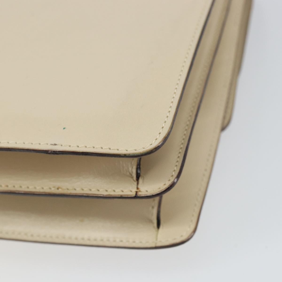 CELINE Hand Bag Leather Ivory Gold Auth 164168