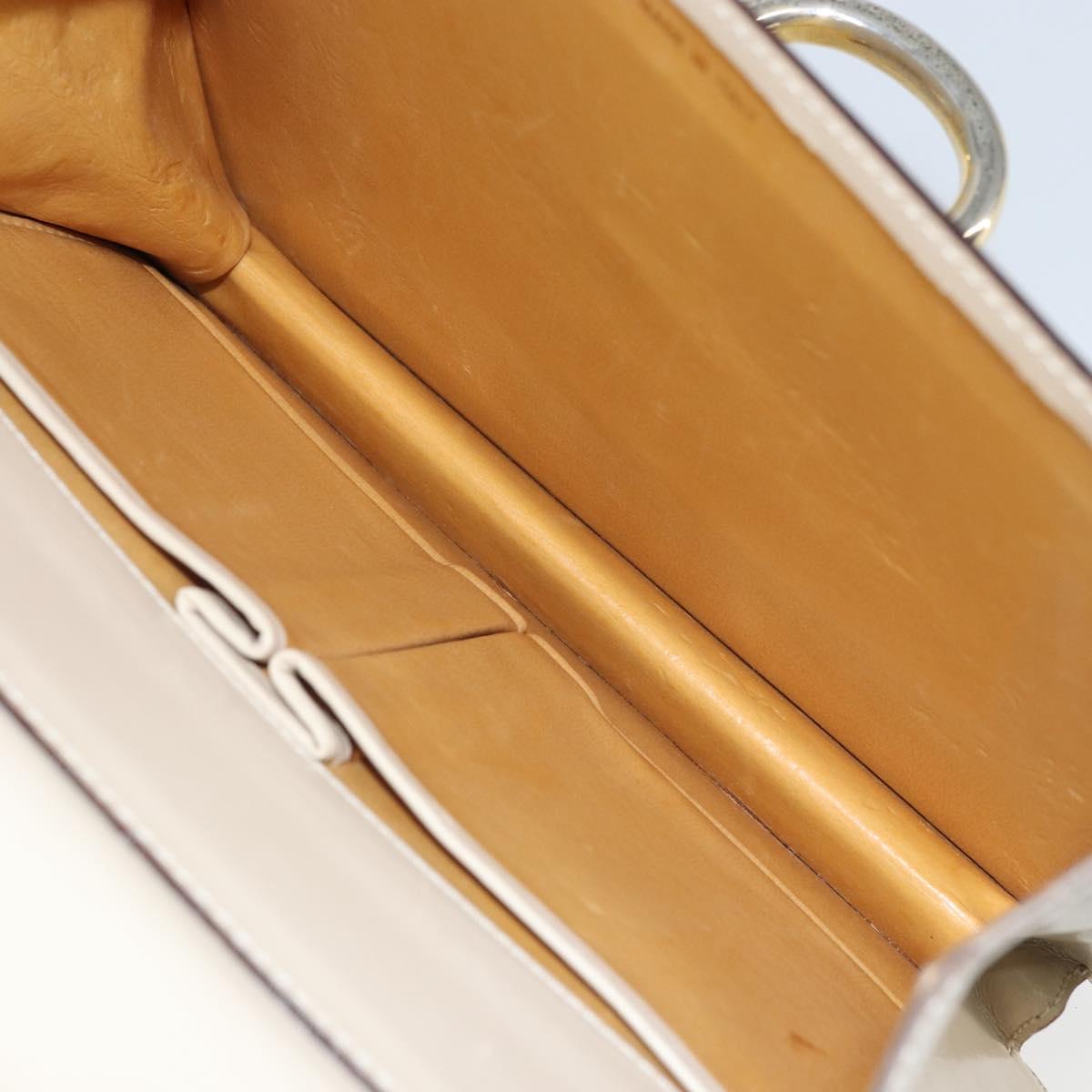 CELINE Hand Bag Leather Ivory Gold Auth 164168