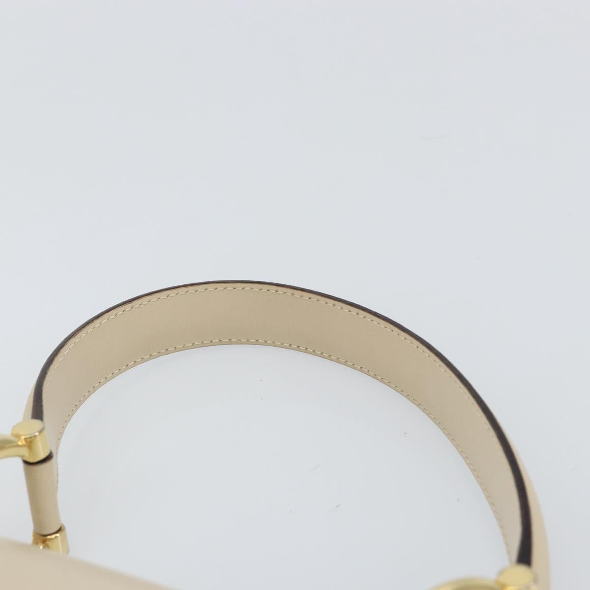 CELINE Hand Bag Leather Ivory Gold Auth 164168