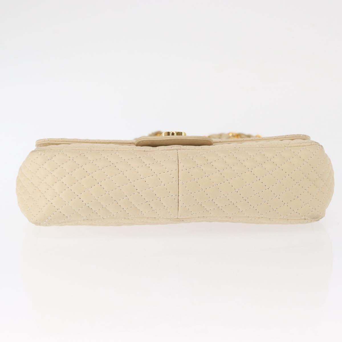 BALLY Chain Shoulder Bag Leather Ivory Gold Auth 164202