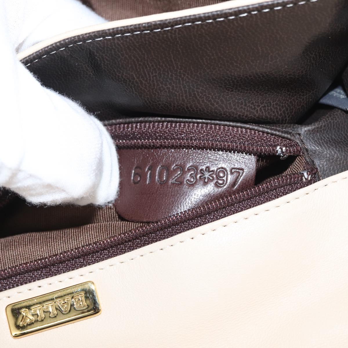 BALLY Chain Shoulder Bag Leather Ivory Gold Auth 164202