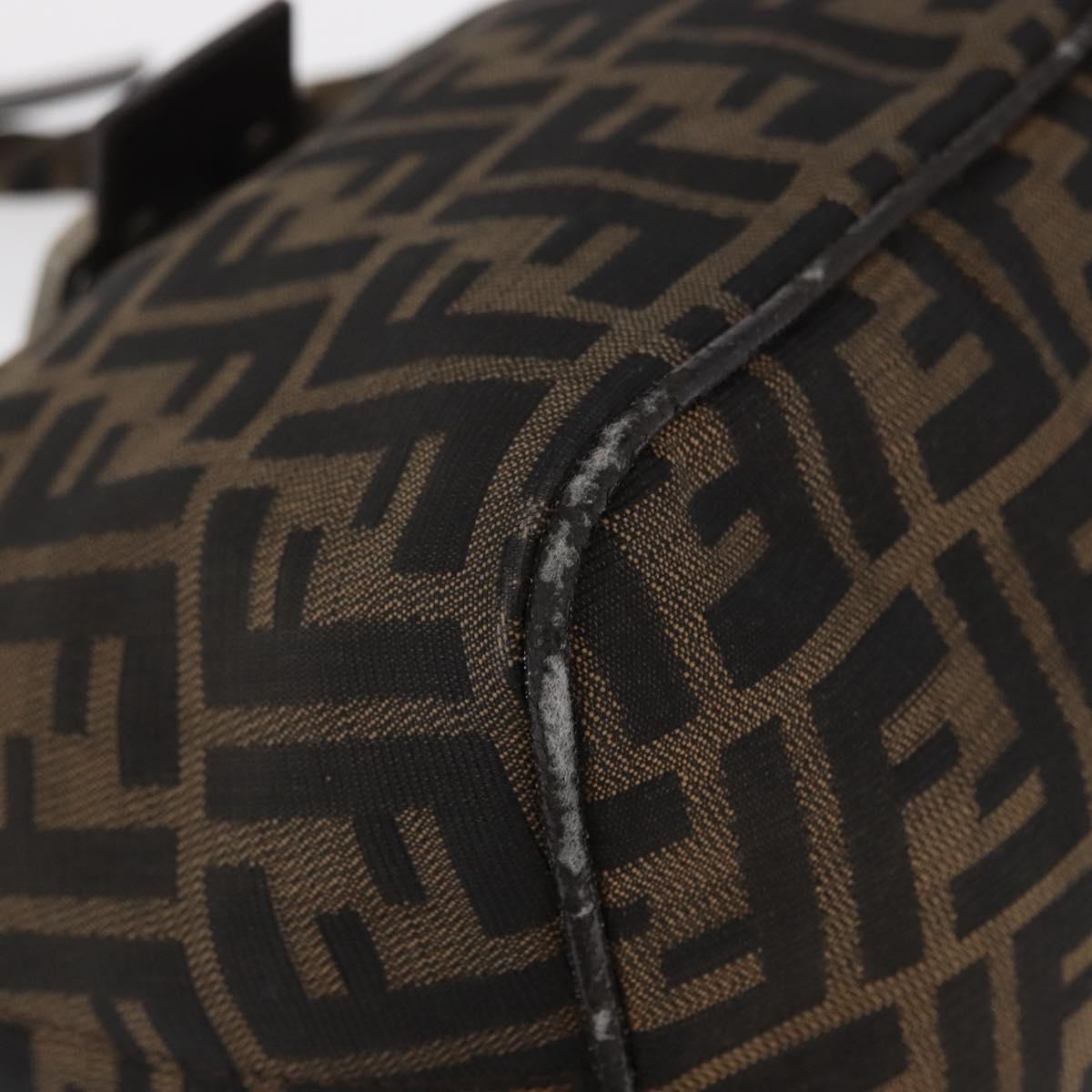 FENDI Zucca Canvas Mamma Baguette Shoulder Bag Black Brown Auth 164204