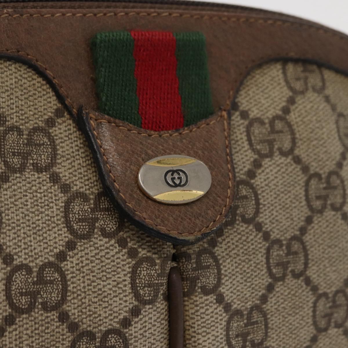 GUCCI GG Supreme Web Sherry Line Bag PVC Beige Gold 904 02 047 Auth 164205