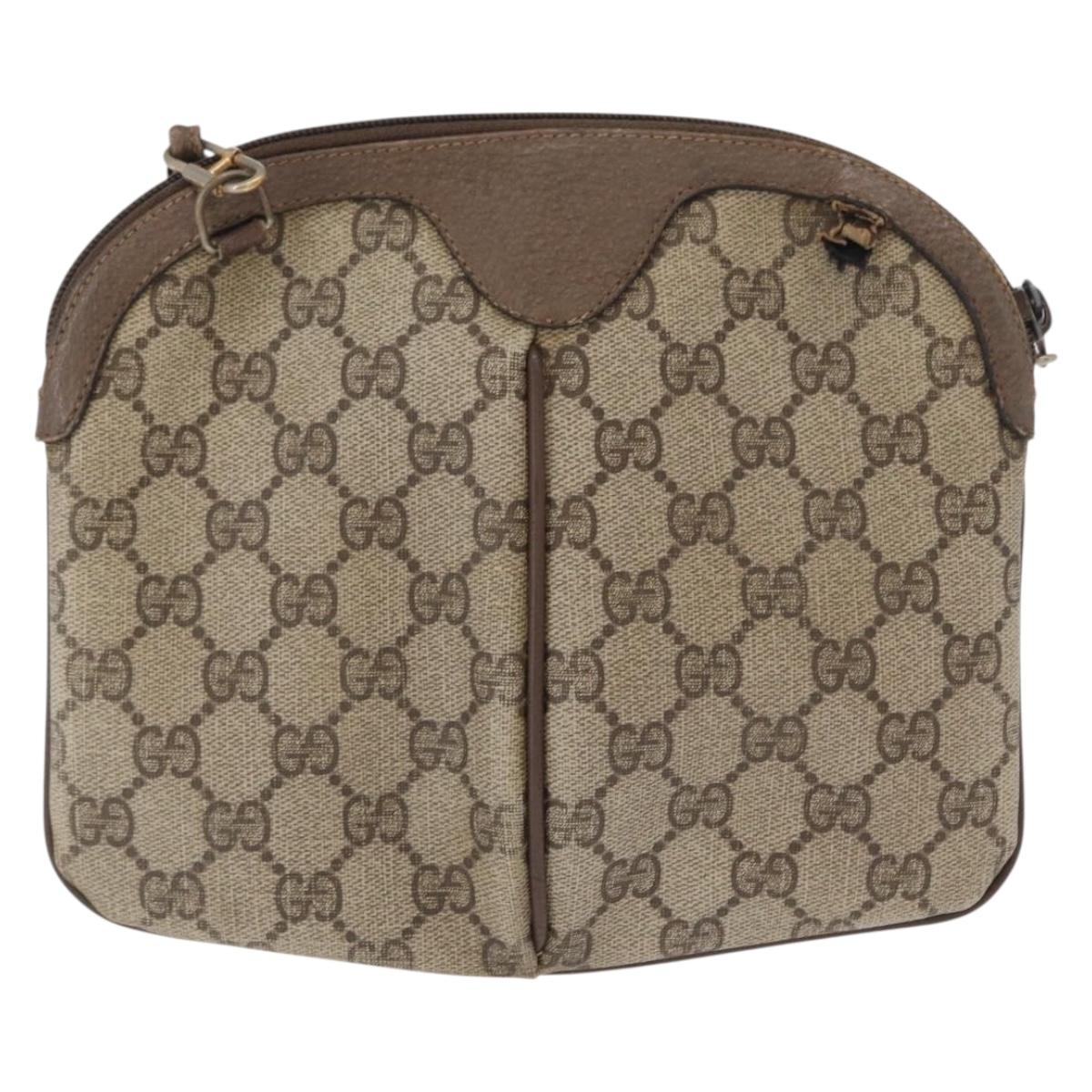 GUCCI GG Supreme Web Sherry Line Bag PVC Beige Gold 904 02 047 Auth 164205