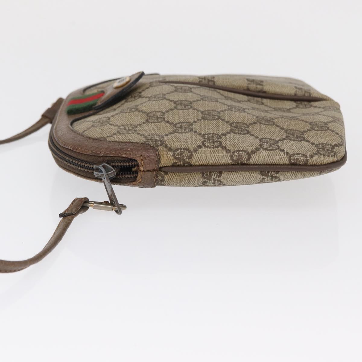 GUCCI GG Supreme Web Sherry Line Bag PVC Beige Gold 904 02 047 Auth 164205