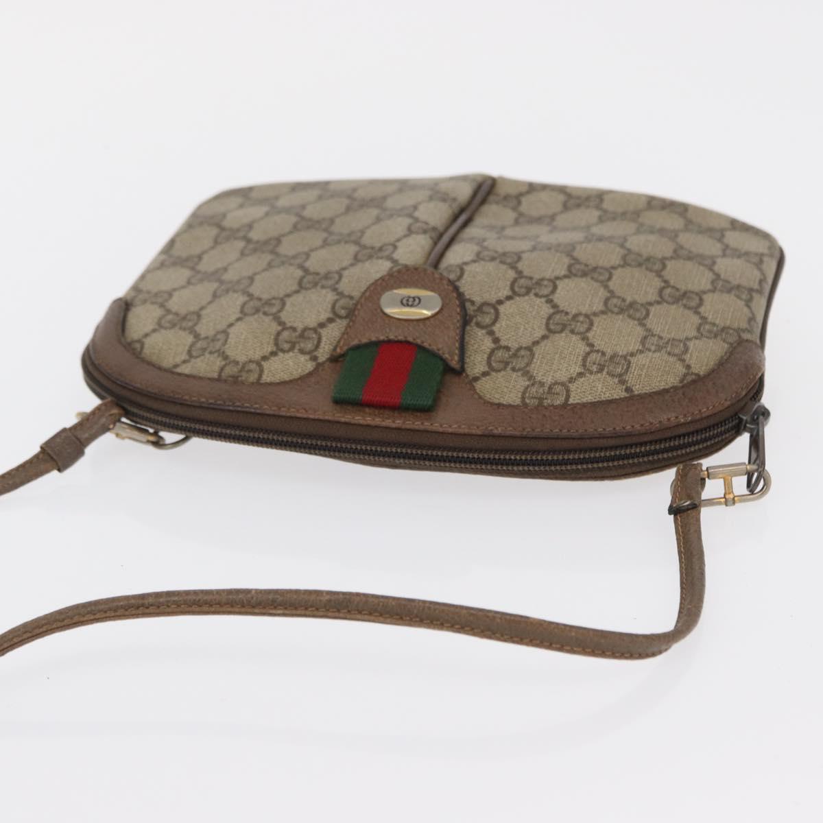 GUCCI GG Supreme Web Sherry Line Bag PVC Beige Gold 904 02 047 Auth 164205