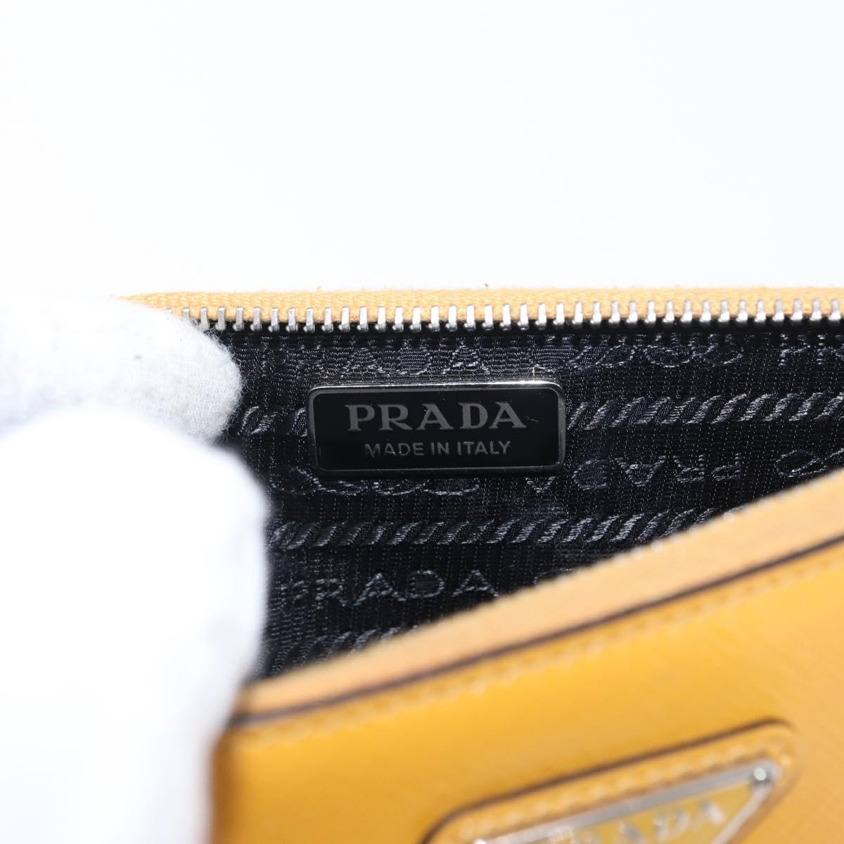PRADA Chain Shoulder Bag Safiano leather Yellow Silver Auth 164207