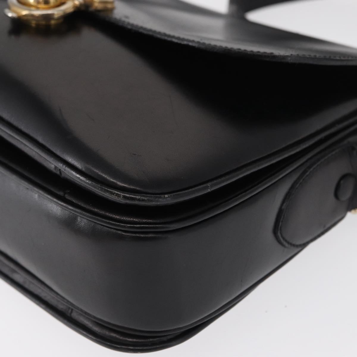 CELINE Shoulder Bag Leather Brown Gold Auth 164208