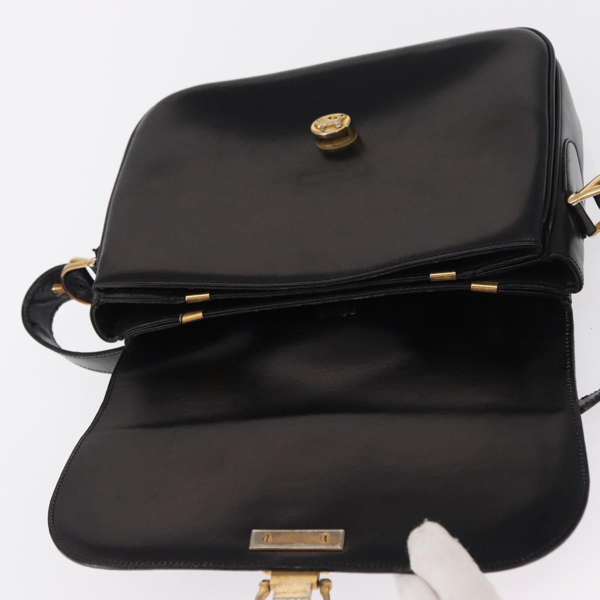 CELINE Shoulder Bag Leather Brown Gold Auth 164208
