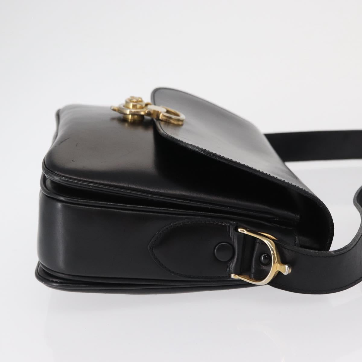 CELINE Shoulder Bag Leather Brown Gold Auth 164208