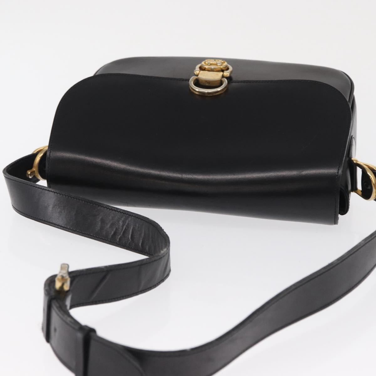 CELINE Shoulder Bag Leather Brown Gold Auth 164208