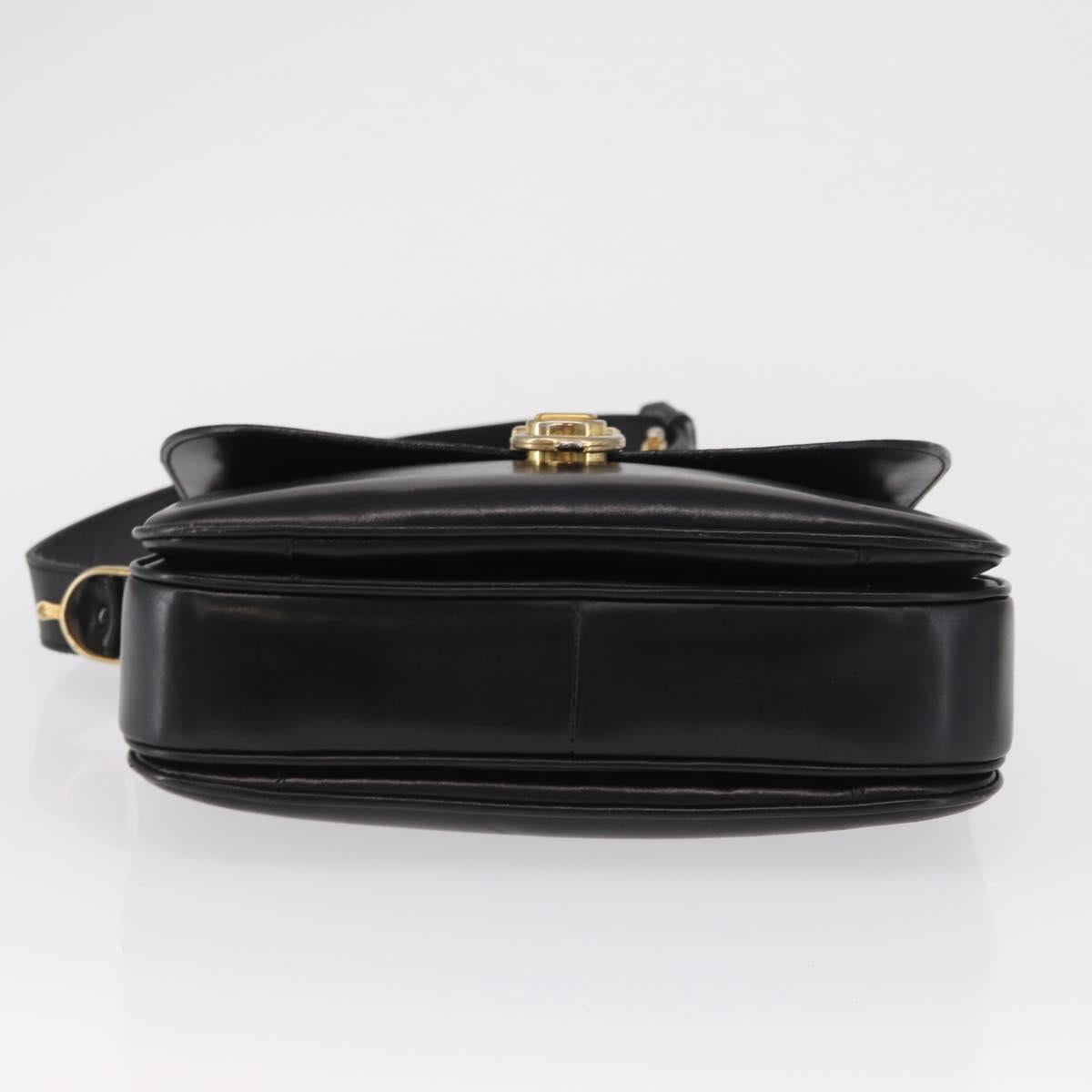 CELINE Shoulder Bag Leather Brown Gold Auth 164208