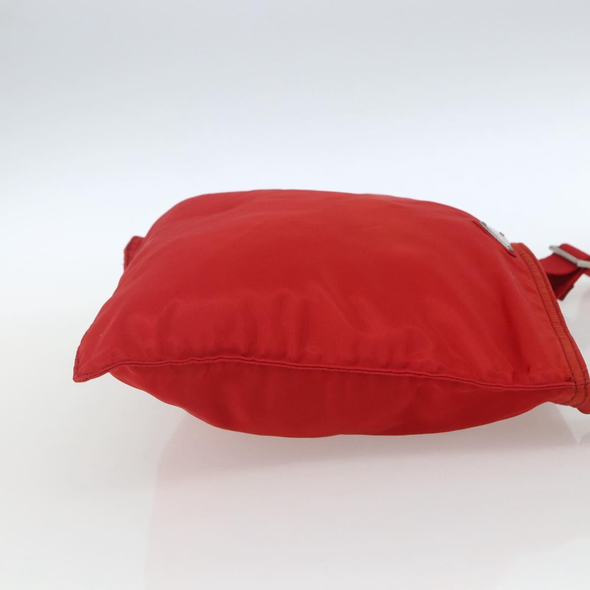 PRADA Shoulder Bag Nylon Red Silver Auth 164209