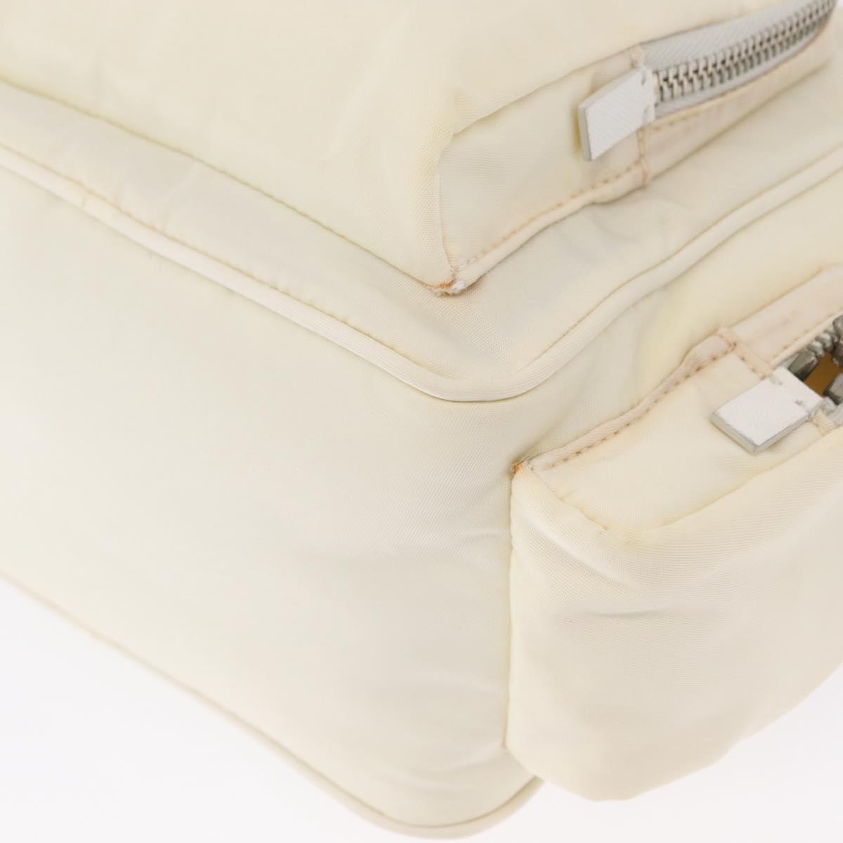 PRADA Shoulder Bag Nylon White Silver Auth 164214