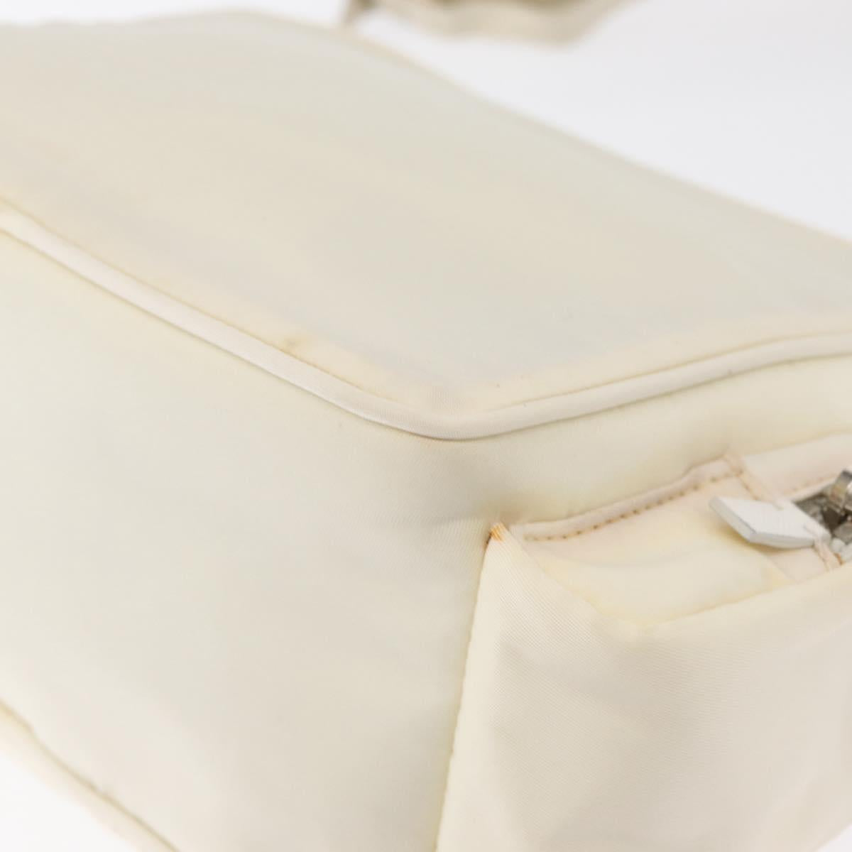 PRADA Shoulder Bag Nylon White Silver Auth 164214