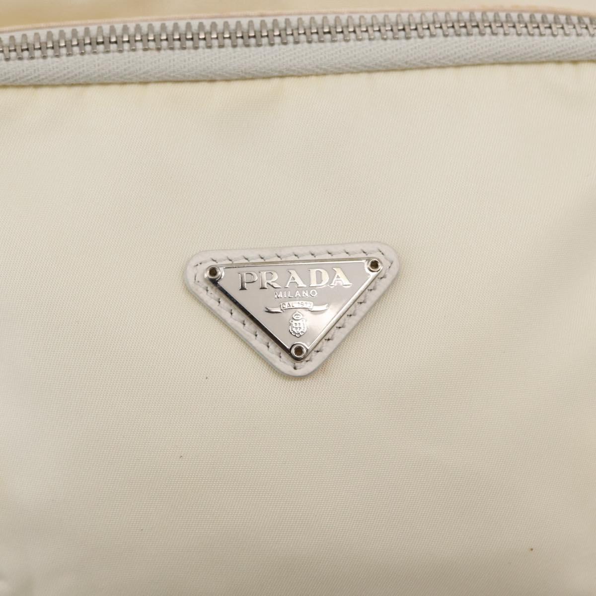 PRADA Shoulder Bag Nylon White Silver Auth 164214