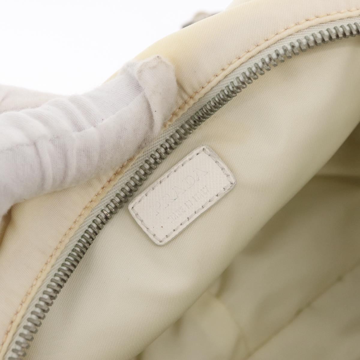 PRADA Shoulder Bag Nylon White Silver Auth 164214