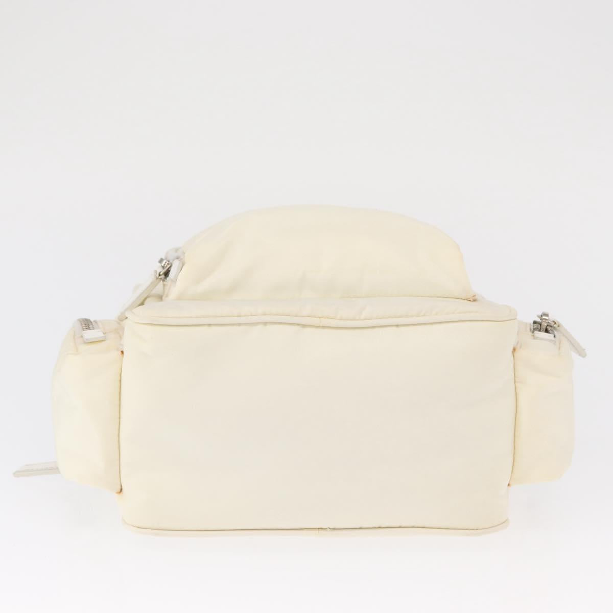 PRADA Shoulder Bag Nylon White Silver Auth 164214