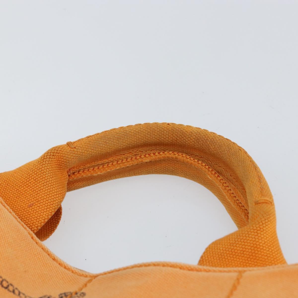 PRADA Canapa PM Hand Bag Canvas Orange Gold Auth 164219