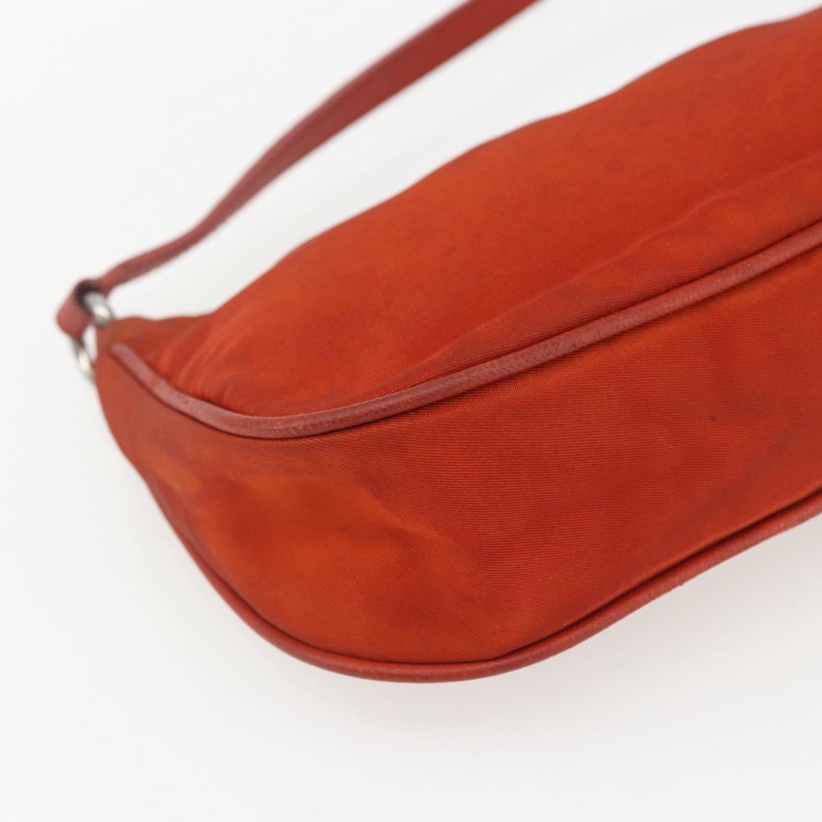 PRADA Accessory Pouch Nylon Orange Silver Auth 164220