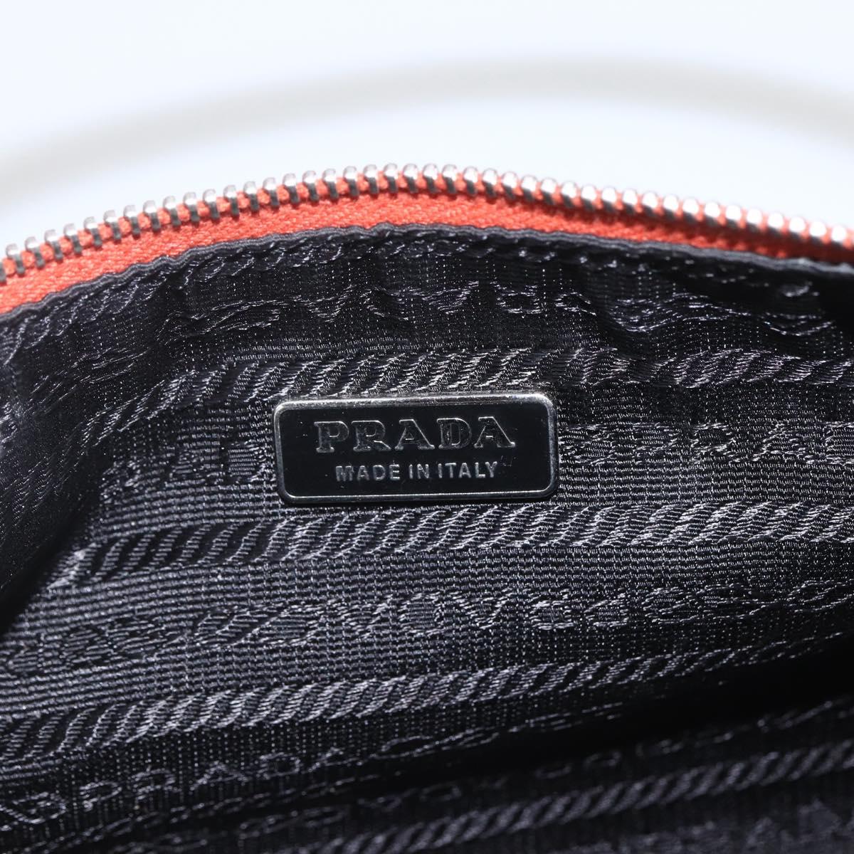 PRADA Accessory Pouch Nylon Orange Silver Auth 164220