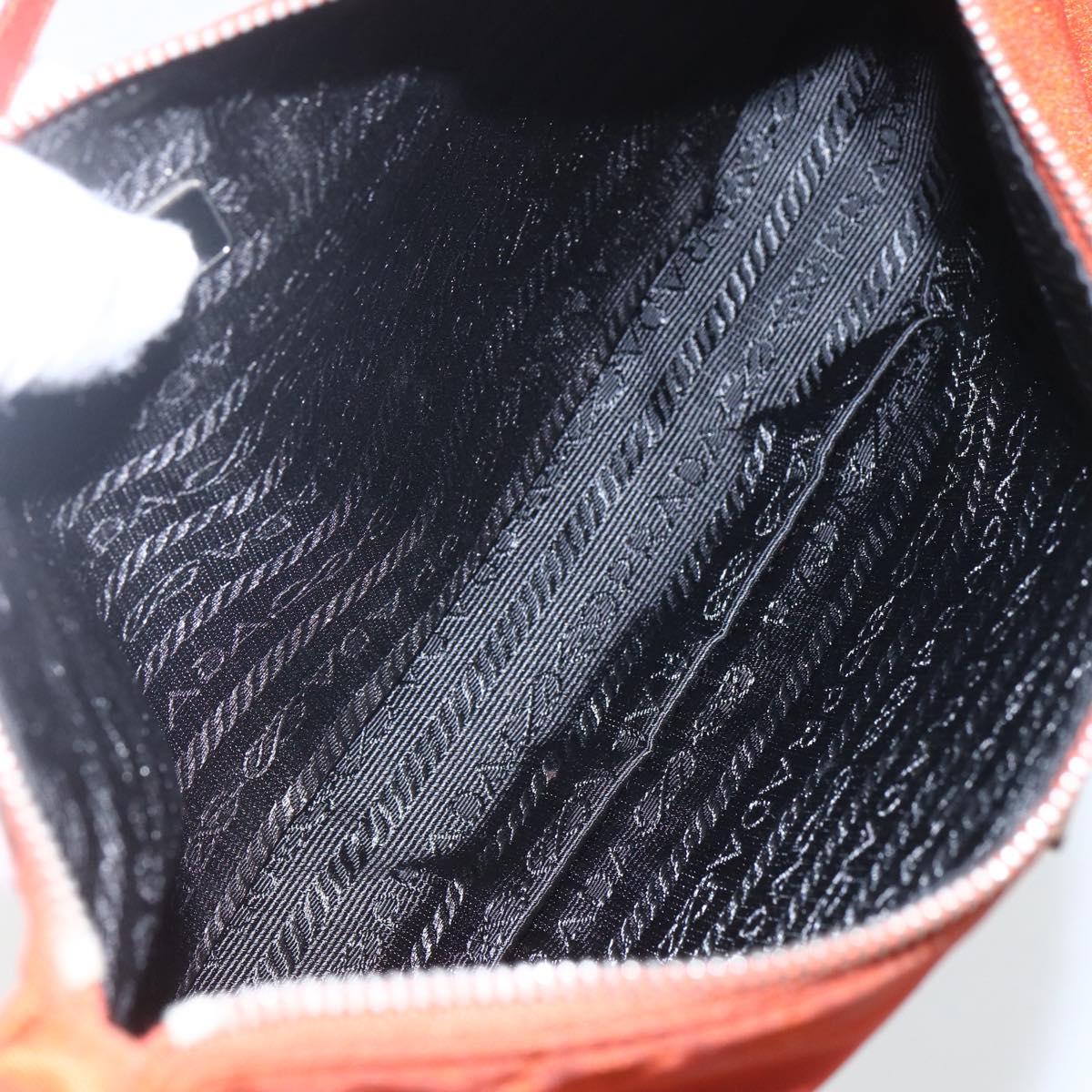 PRADA Accessory Pouch Nylon Orange Silver Auth 164220
