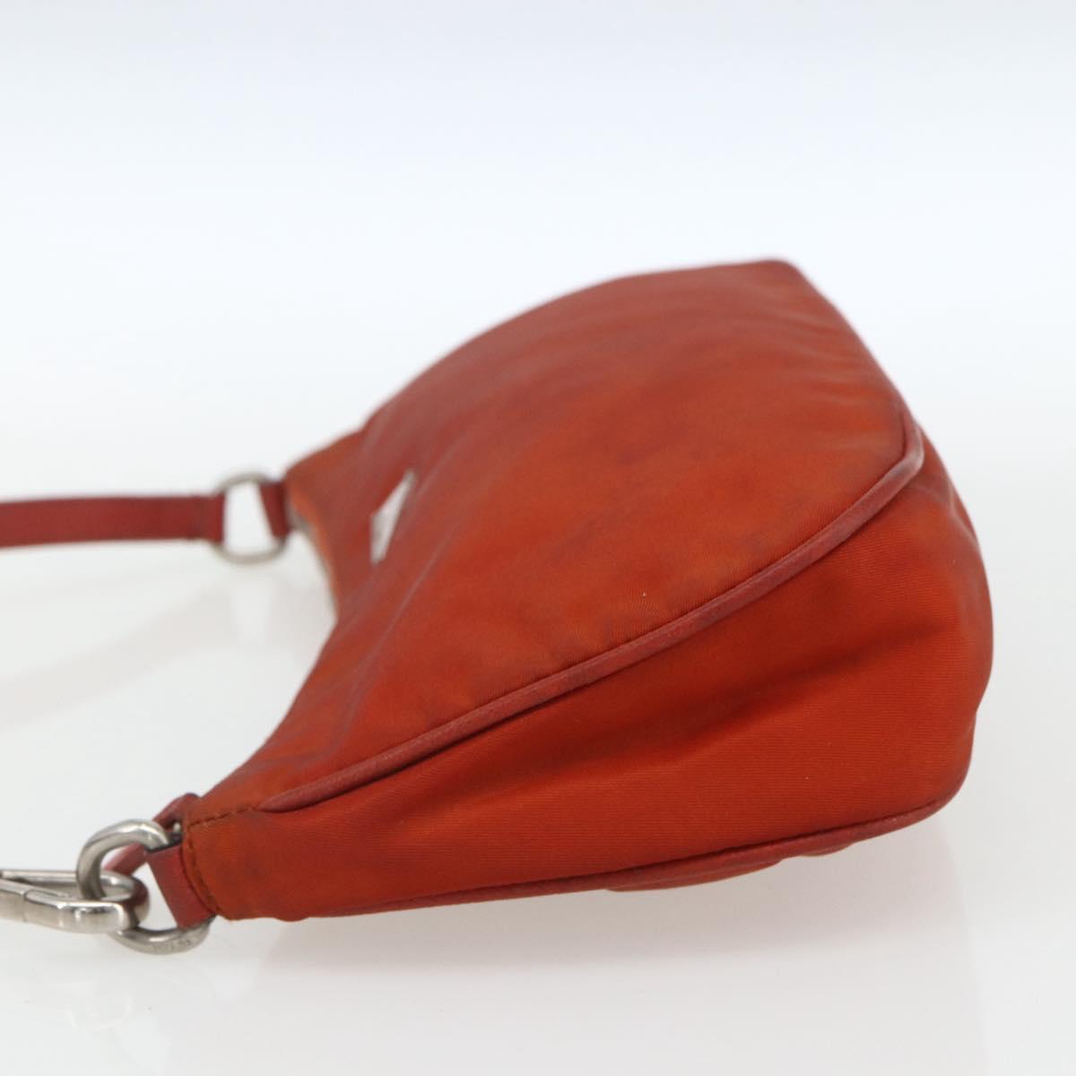PRADA Accessory Pouch Nylon Orange Silver Auth 164220