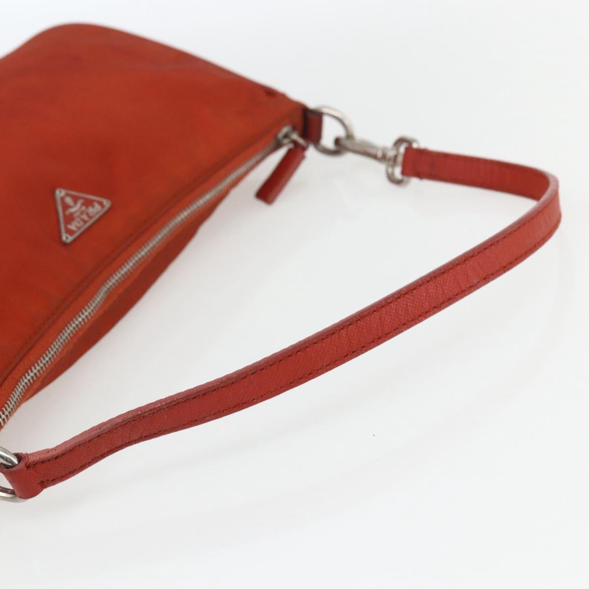 PRADA Accessory Pouch Nylon Orange Silver Auth 164220