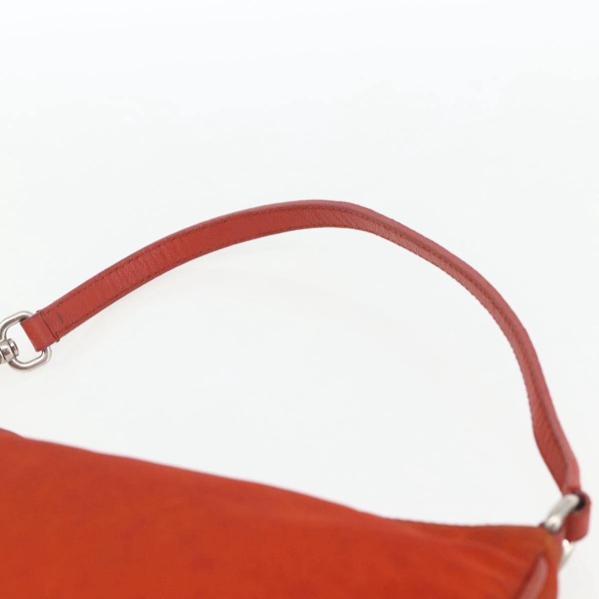 PRADA Accessory Pouch Nylon Orange Silver Auth 164220