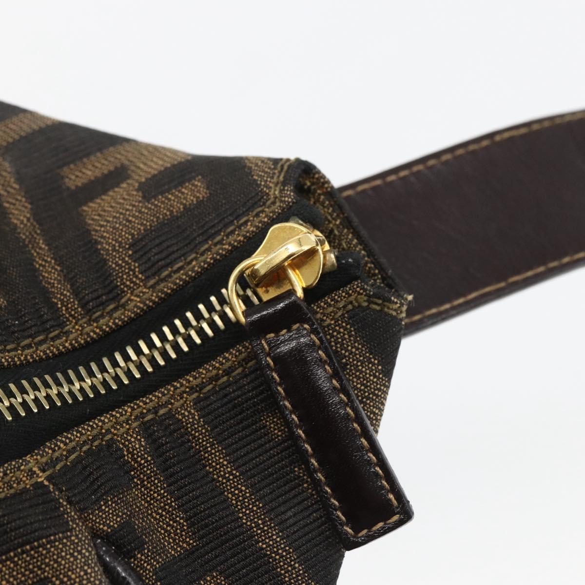 FENDI Zucca Canvas Vanity Pouch Black Brown Auth 164221