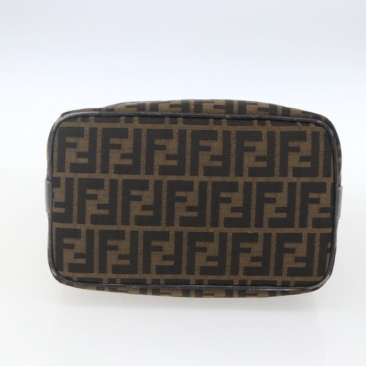 FENDI Zucca Canvas Vanity Pouch Black Brown Auth 164221