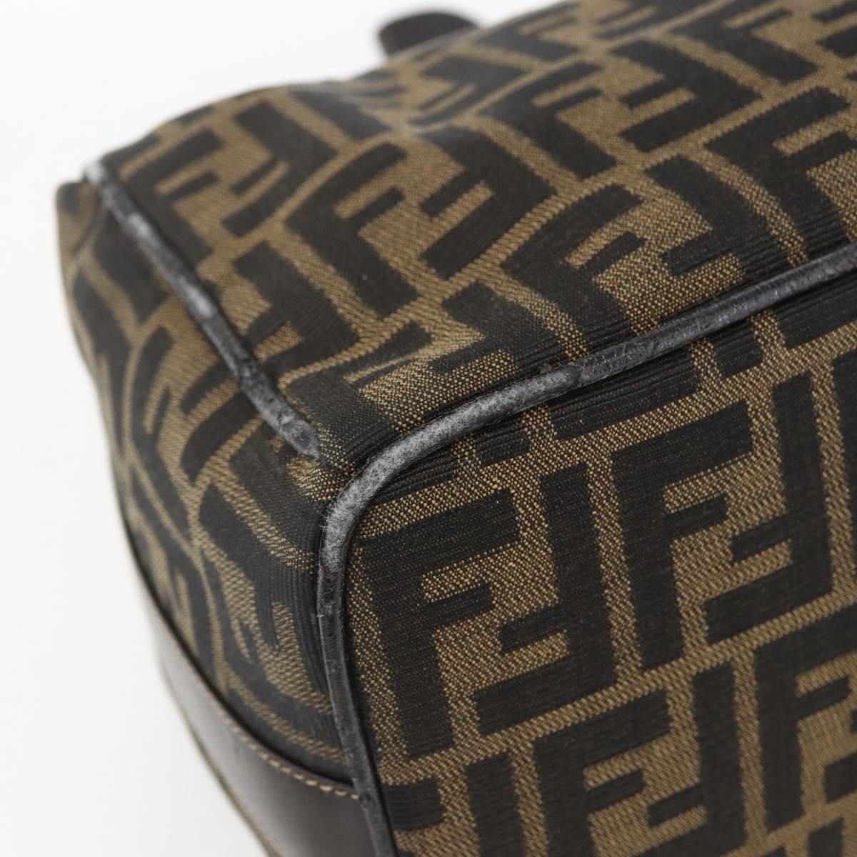 FENDI Zucca Canvas Vanity Pouch Black Brown Auth 164221