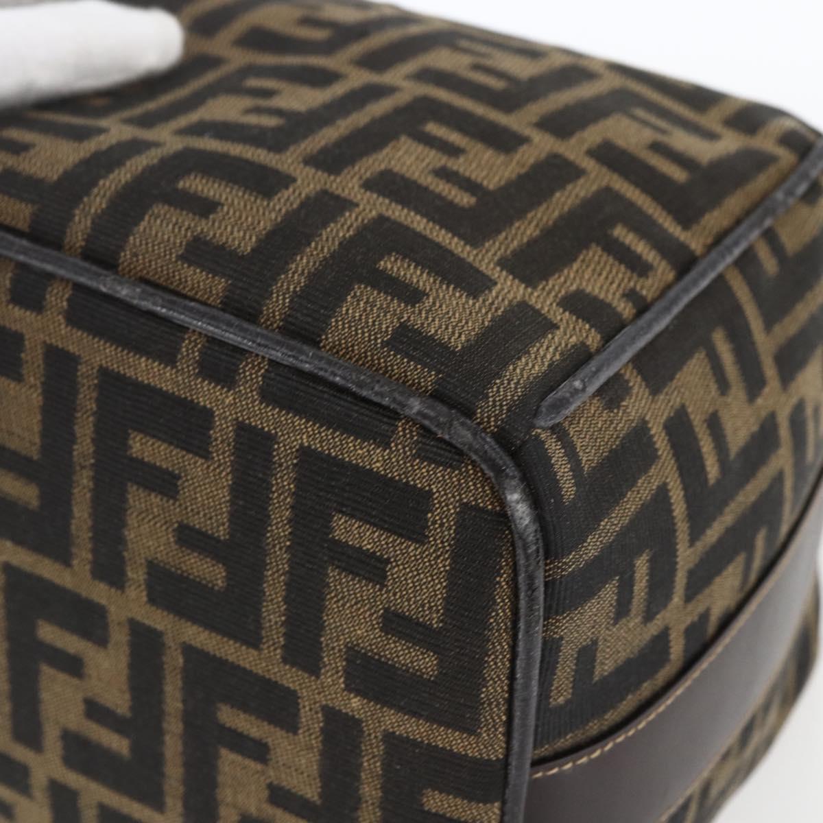 FENDI Zucca Canvas Vanity Pouch Black Brown Auth 164221