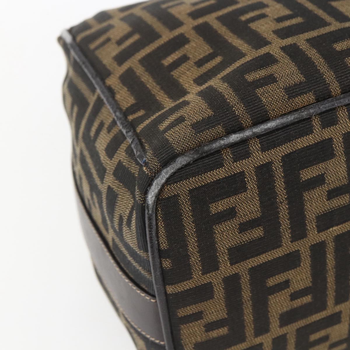 FENDI Zucca Canvas Vanity Pouch Black Brown Auth 164221