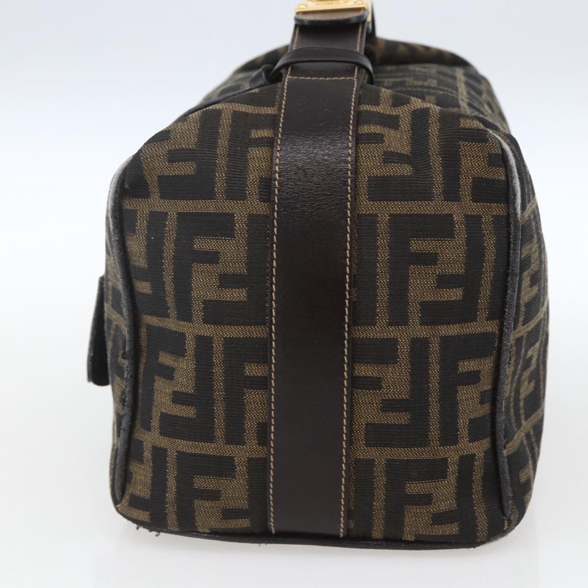 FENDI Zucca Canvas Vanity Pouch Black Brown Auth 164221
