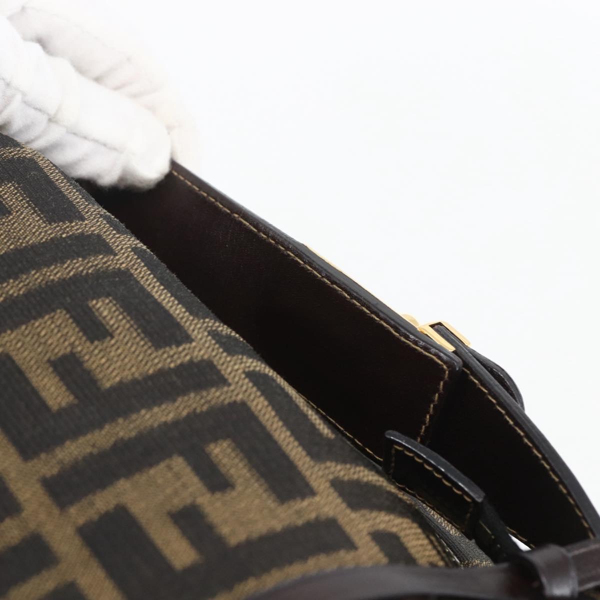 FENDI Zucca Canvas Vanity Pouch Black Brown Auth 164221