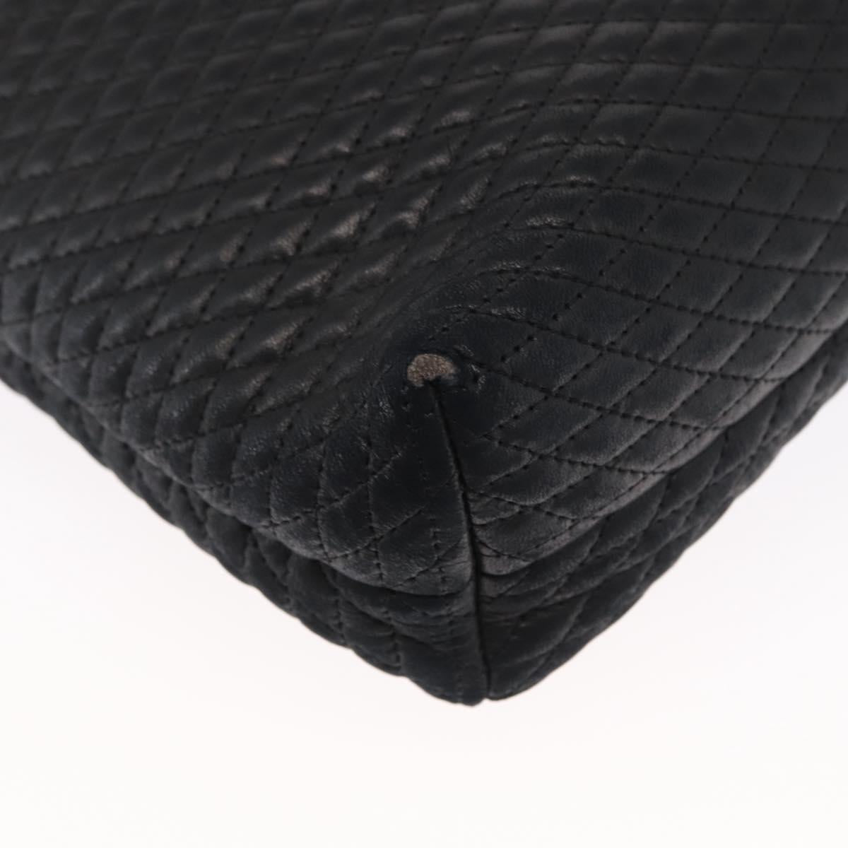 BALLY Quilted Chain Shoulder Bag Leather Black Gold Auth 164225
