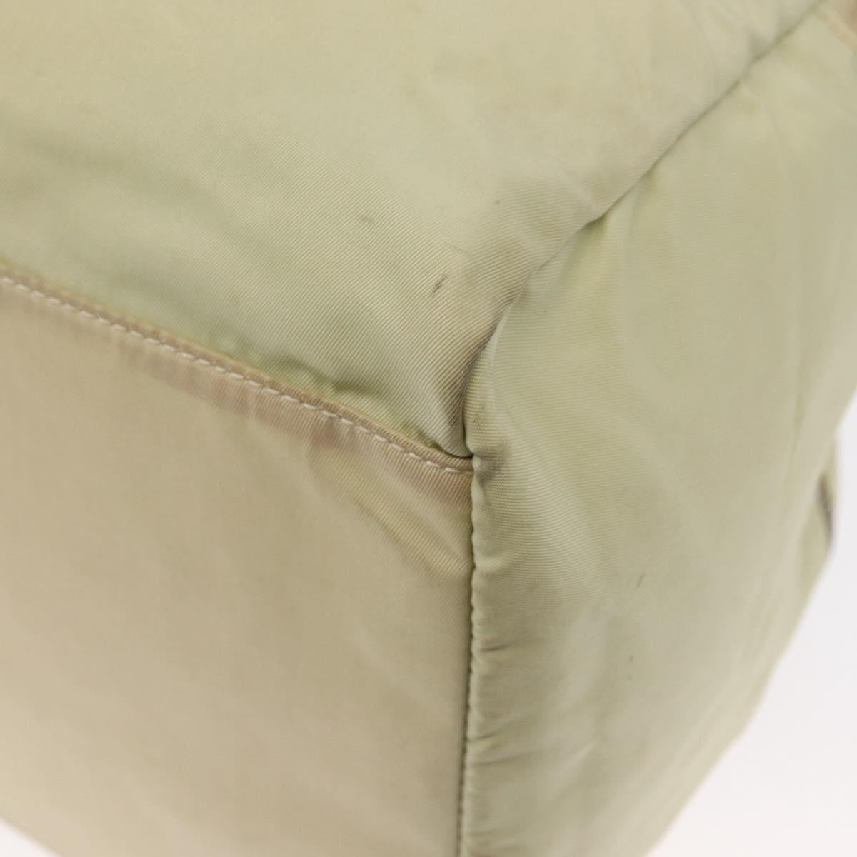 PRADA Hand Bag Nylon Ivory Silver Auth 164232