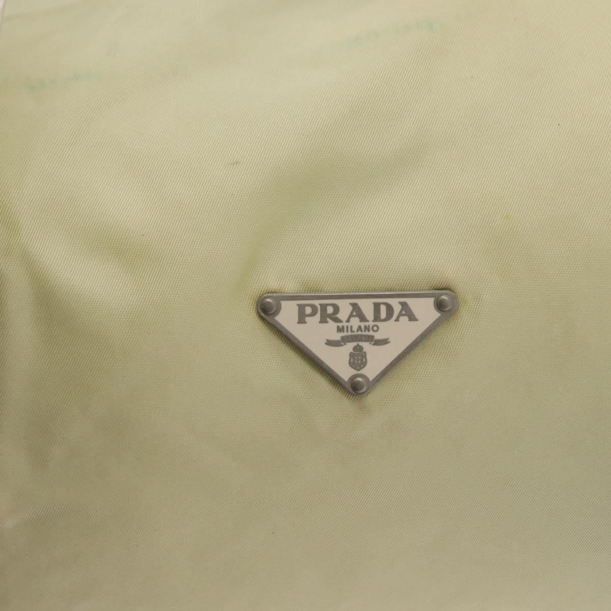 PRADA Hand Bag Nylon Ivory Silver Auth 164232