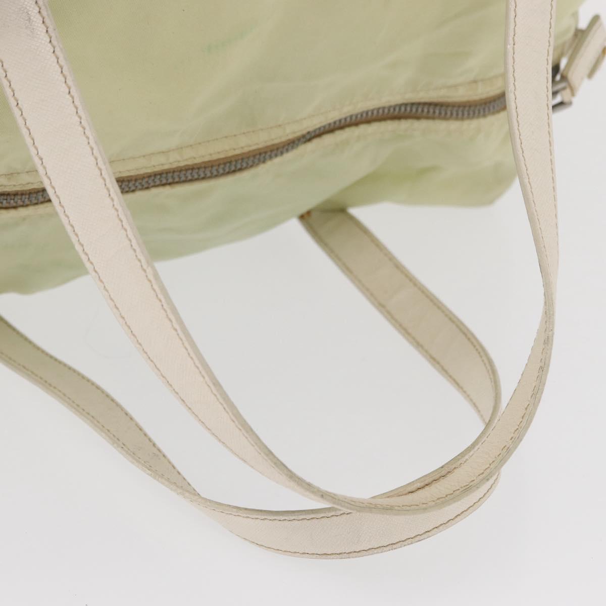 PRADA Hand Bag Nylon Ivory Silver Auth 164232