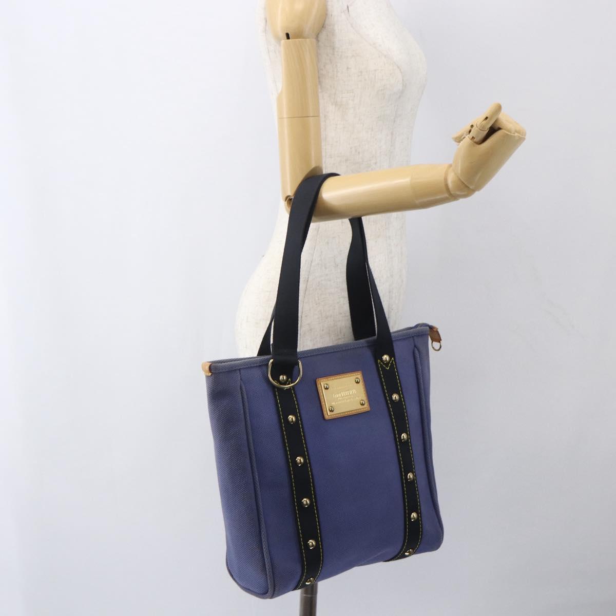 LOUIS VUITTON Antigua Cabas MM Tote Bag Blue M40087 LV Auth 164234