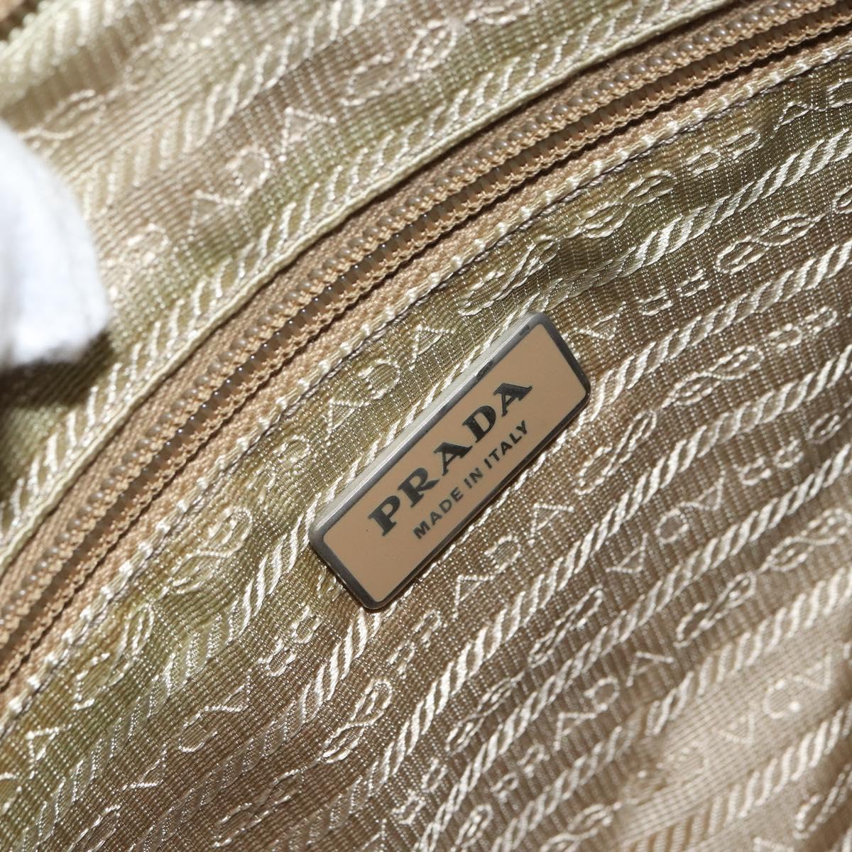 PRADA Shoulder Bag Nylon Beige Silver Auth 164243