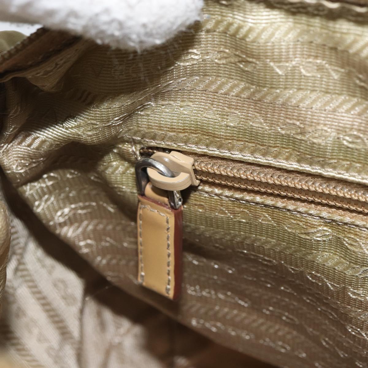 PRADA Shoulder Bag Nylon Beige Silver Auth 164243