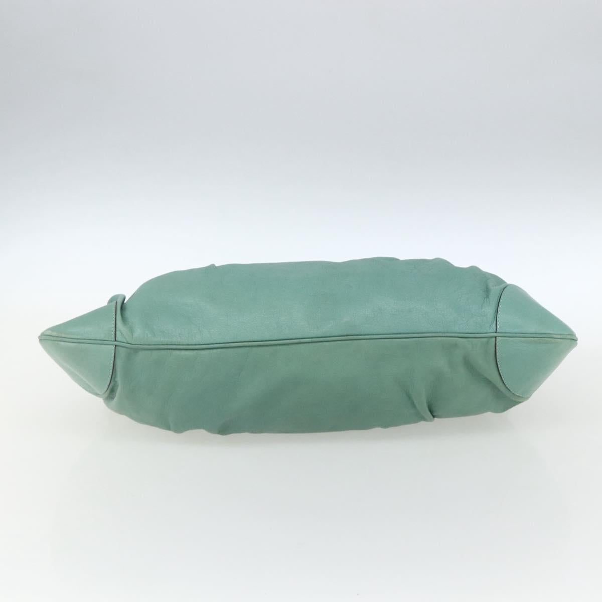Salvatore Ferragamo Gancini Hand Bag Leather Gold Emerald Green Auth 164248