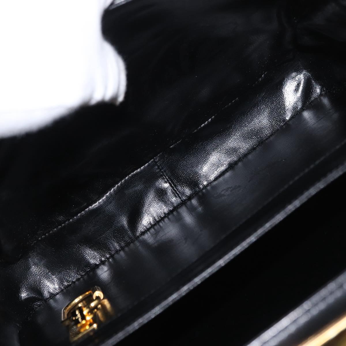 Salvatore Ferragamo Gancini Shoulder Bag Leather Black Gold Auth 164257